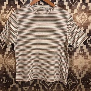 White Stag Multicolor / Metallic Striped Short Sleeved Shirt Size Large